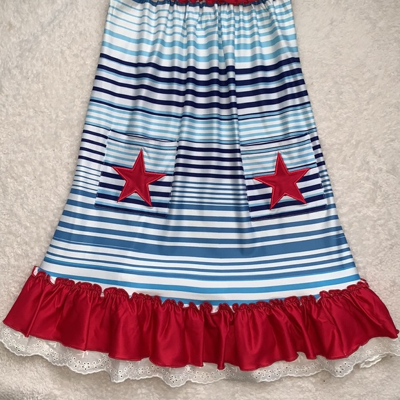 NWT Cheeky Plum Firecracker 3T Loungewear Gown Red White Blue - Picture 4 of 11